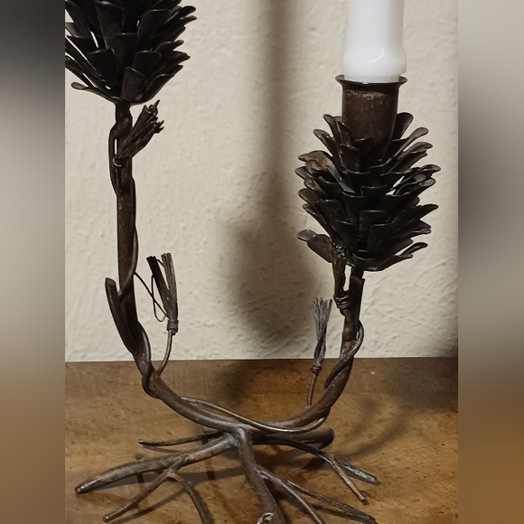 Metal Pinecone Taper Candlestick Holder - Picture 3 of 9